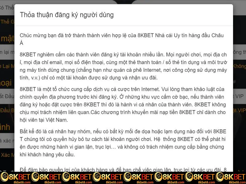 Một số điều kiện quan trọng cần đáp ứng để đăng ký 8KBET