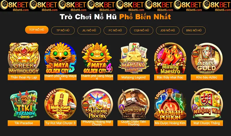 Nhà cái 8kbet cc sở hữu kho game nổ hũ cực lớn